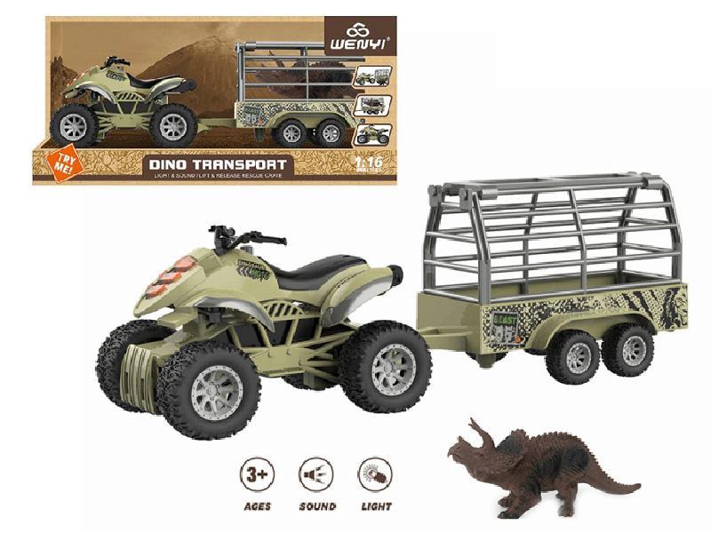 1:16 Friction Motorcycle Trailer With Dinosaur