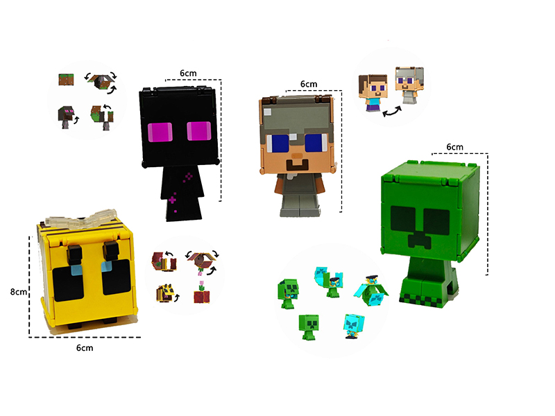 3.5-4.5" Minecraft Flip Action Figure 1pcs