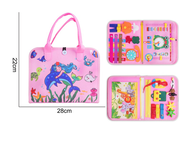 Montessori Early Education And Intelligence For Children - Pink Felt 3-Page Mermaid Busy Edition