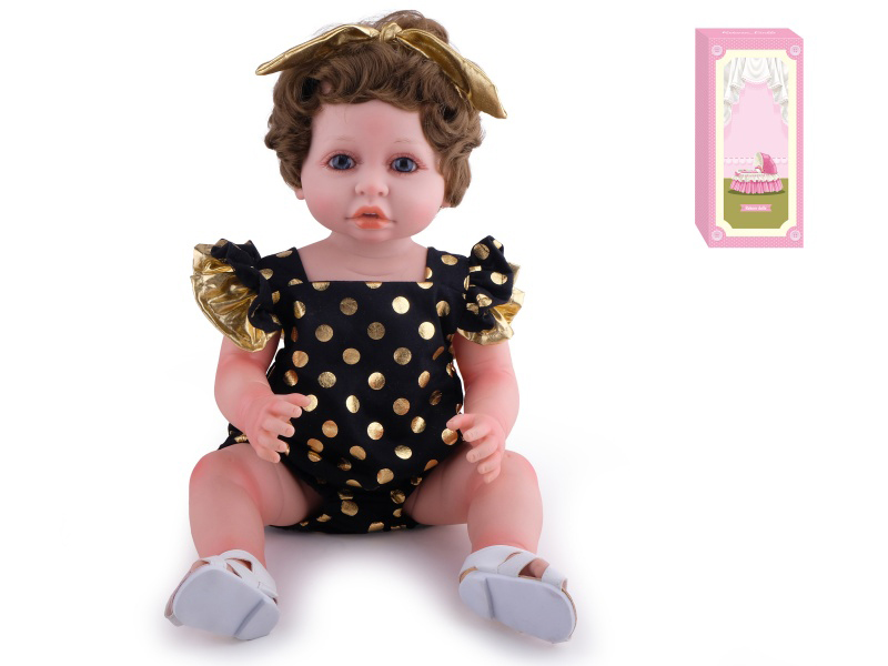 55cm Soft Plastic Reborn Doll(Wig Sheath) With Feeding-Bottle, Magnetic Pacifier, Diaper, Birth Card