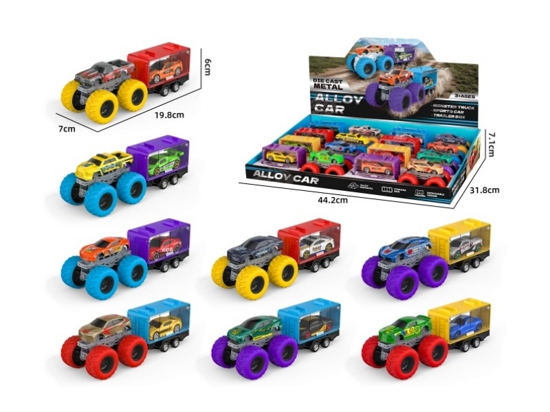 1:64 Alloy Sliding Container Trailer (8 Models Mixed)