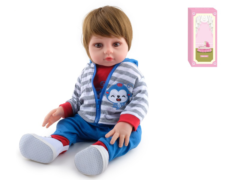 45cm Soft Plastic Reborn Doll(Wig Sheath)With Feeding-Bottle, Magnetic Pacifier, Diaper, Birth Card