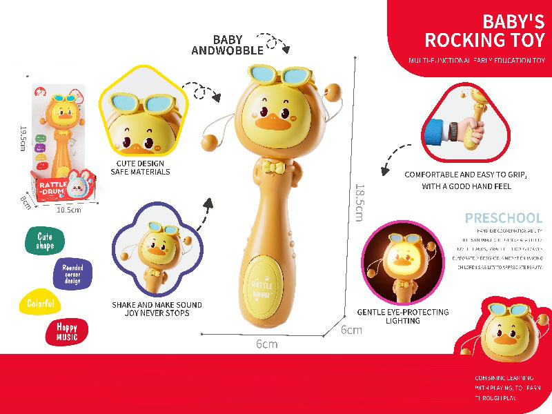 Sound And Light Glasses Duck Rocking Game Touch Rattle Drum