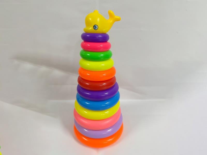 Dolphin Rainbow Tower Jenga Ring 12 Layers