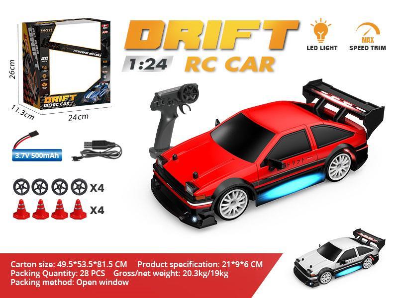 1:24 Semi-Scale Drift Car Ae86 Remote Control Car - Red/White