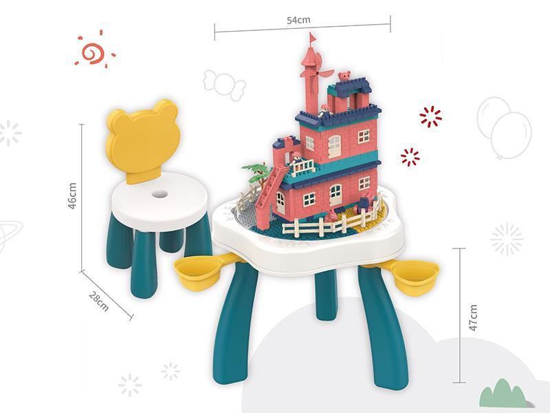 Flower Shape Building Blocks Table(With 177pcs  Building Blocks)