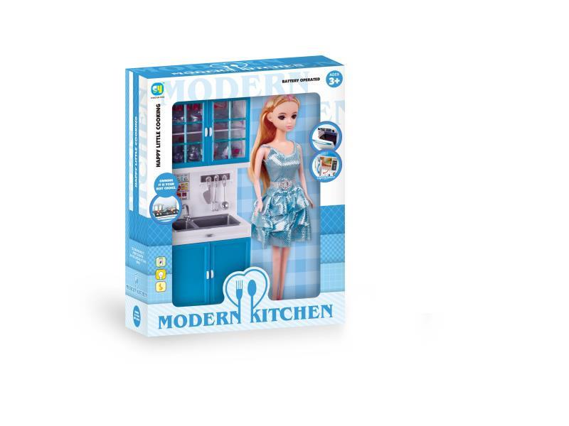 Blue Solid Color Kitchen And Kitchenware Set + Pyrene