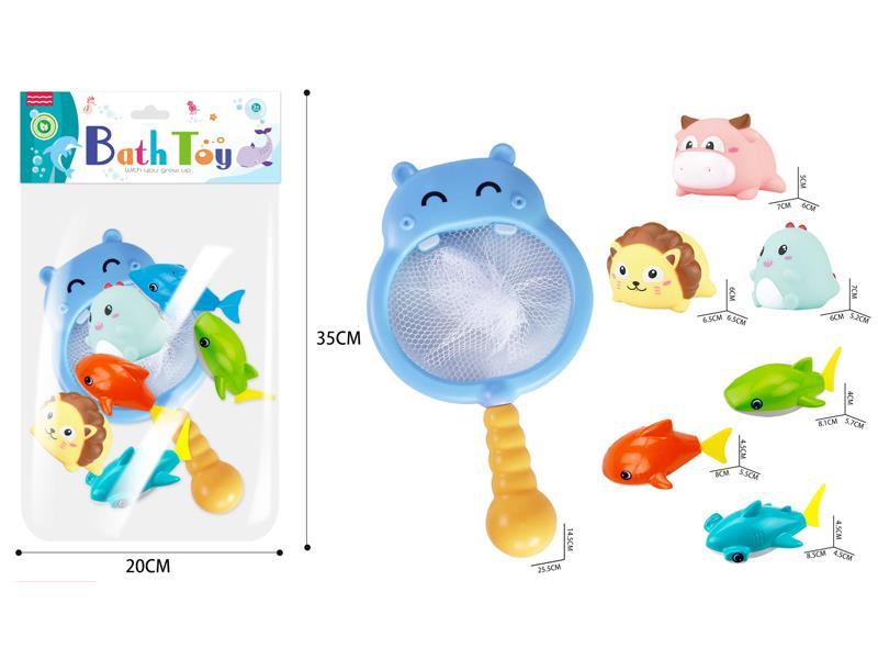 7PCS Bathroom Water Hippo Fish Set
