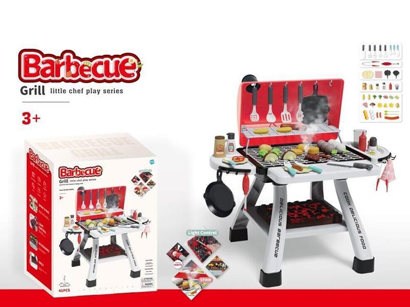 Electric Barbecue Grill Toy With Light And Music, Spray
