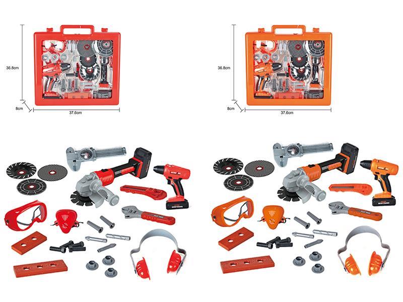 Portable Box + Electric Drill + Grinder Tool Set
