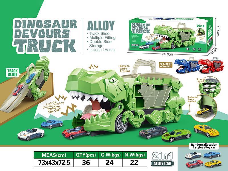 Tyrannosaurus Rex Devours Storage Truck With 4 Alloy Cars