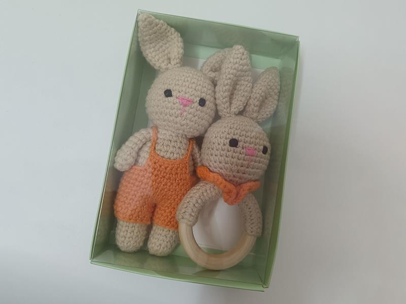 Hand-Crocheted Knitted Rabbit Bell Baby And Child Soothing Doll