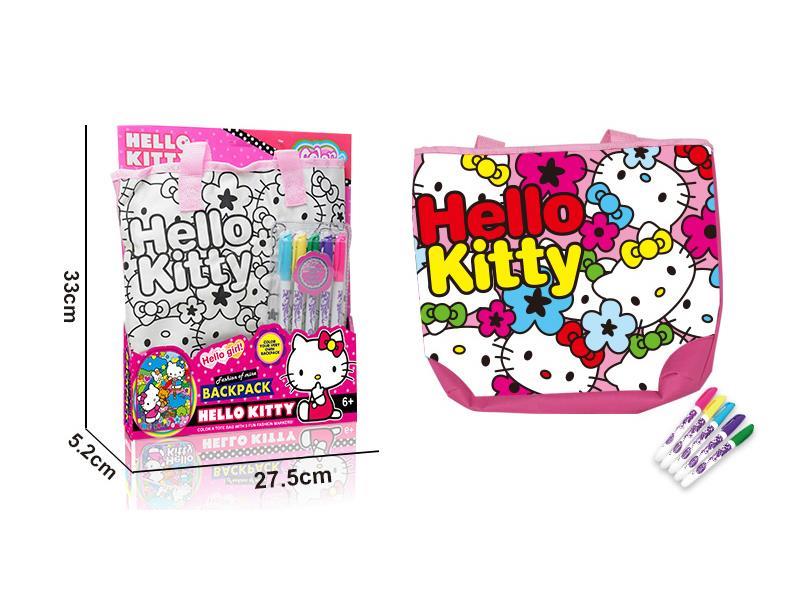 Hello Kitty DIY Coloured Drawing Painting Backpack(5 Colour Washable Pen)