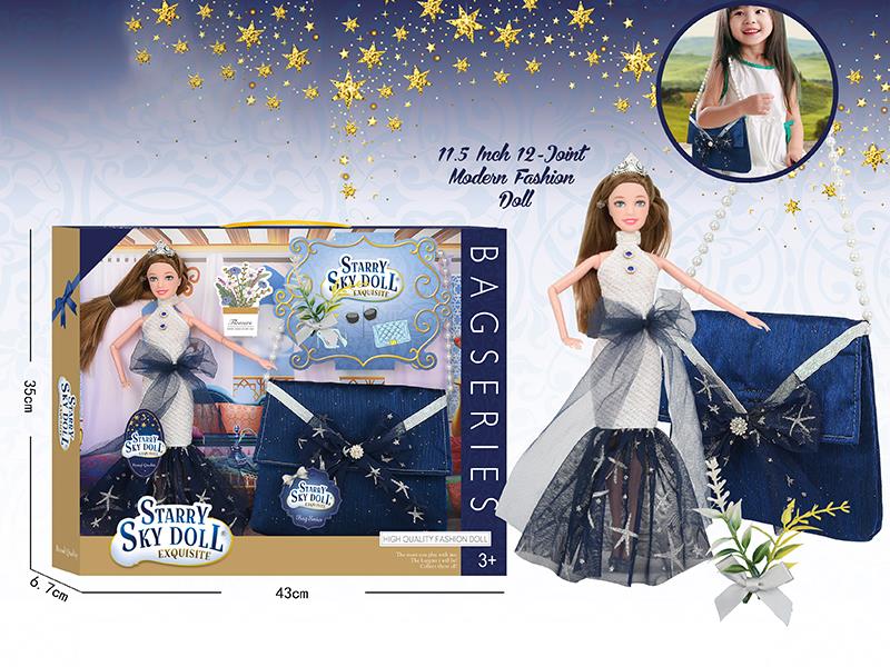 11.5 Inch 12-Joint Doll With Bouquet, Handbag, Crown