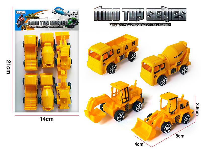 6pcs Pull Back Engineering Trucks
