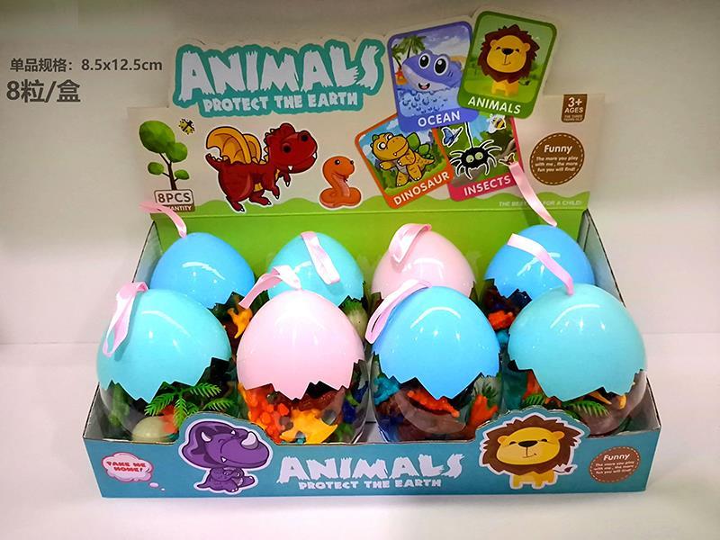 12 PVC Solid Color Dinosaur Set Transparent Egg Packing 8pcs /Box