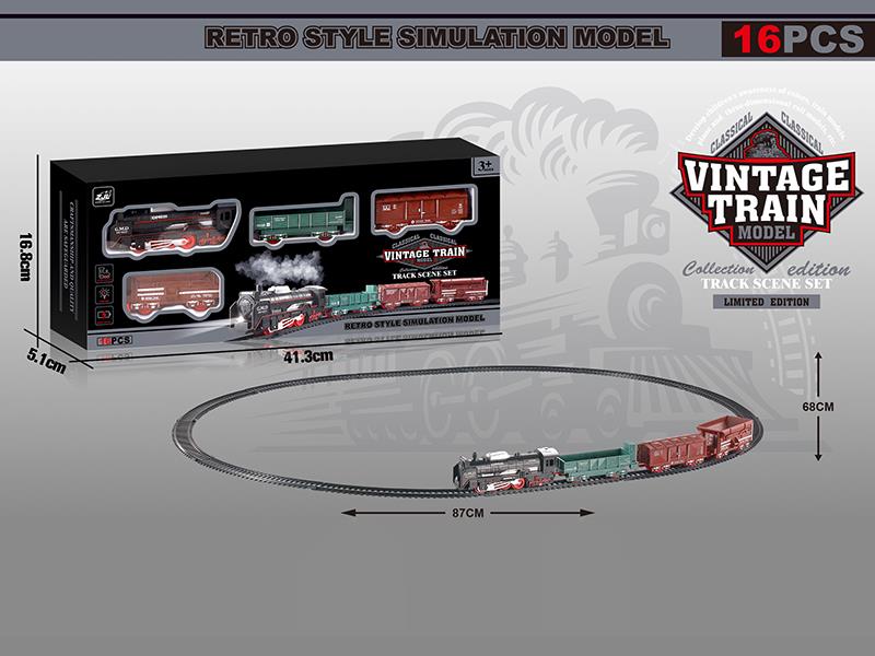 B/O Retro Rail Train(Lights)16pcs