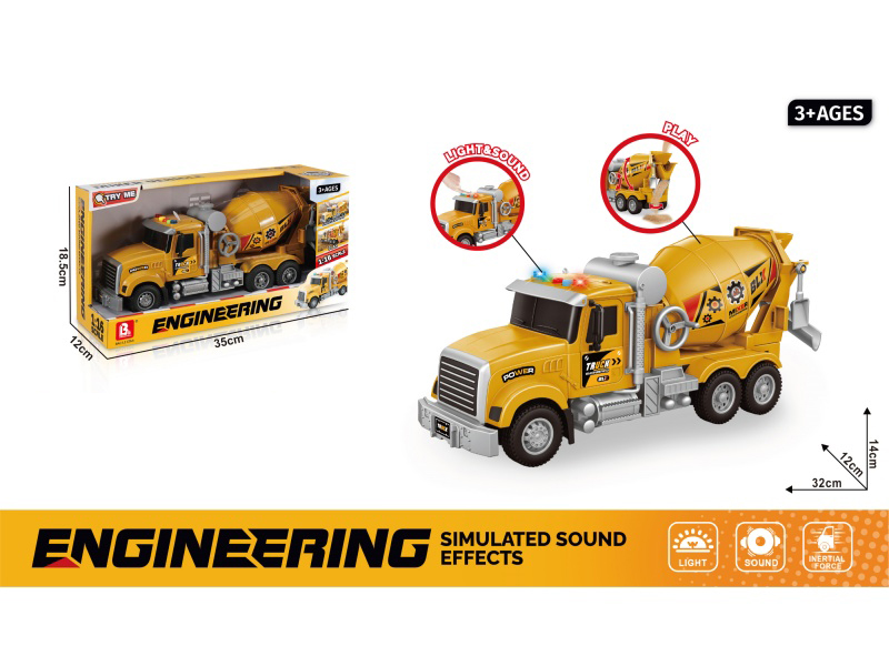 1:16 Sound And Light Inertial Mixer Truck (Package 3*Ag13)