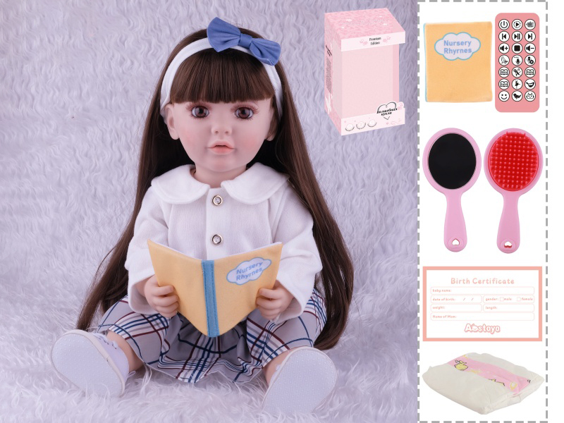 22-Inch Bionic Smart Rebirth Doll, Capable Of Bionic Shaking Of The Head, Raising Of The Hand, Mouth Movement To Speak, Intelligent Dialogue, Recording, Imitating The Tongue, Oral Skills, Dance Music