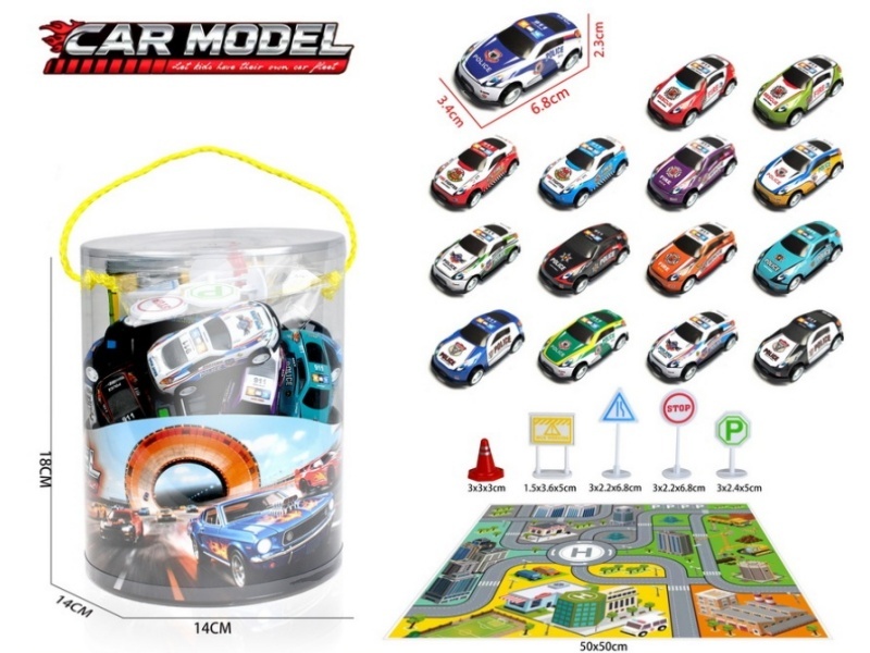 Pull Back Iron Sheet Police Car Set