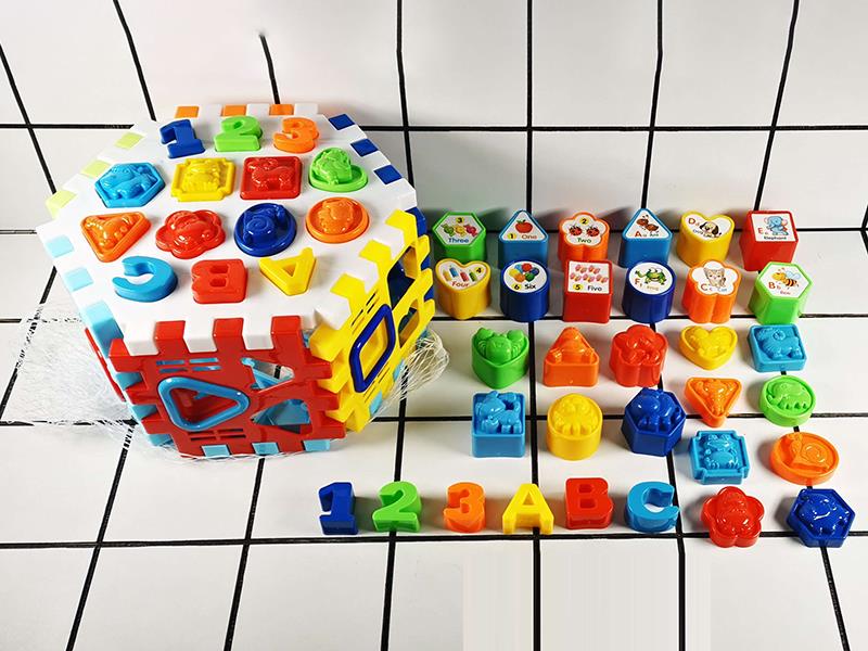 Early Education Shape Recognition Slide Hexagonal Building Blocks Treasure Box 54pcs