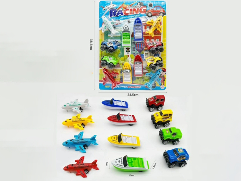 12pcs Pull Back Cars, Airplanes, Boats