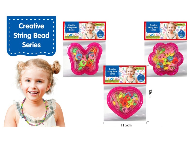 Red Butterfly, Heart, Chrysanthemum 3 Bead Boxes, Solid Color String Beads