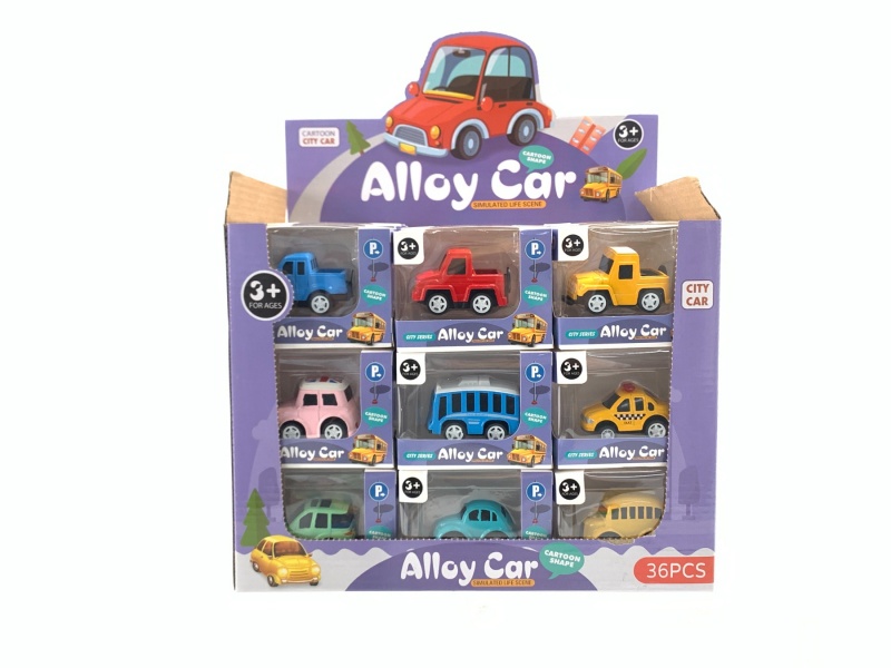 Alloy Boilback Cartoon Mini School Bus Off-Road Pickup Car 36 With Display Box