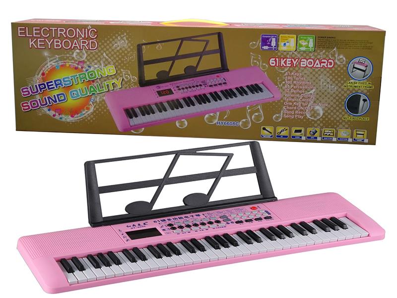 61 Keys Dual Speaker Digital Electronic Organ(Pink, With USB, Microphone)