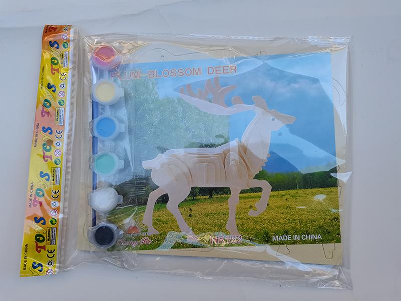 3D Wooden Puzzle DIY Color Drawing Toy