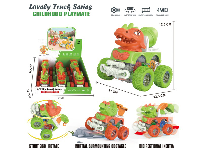 Transparent Gear Four-Wheel Drive Climbing Stunt Rotating Dual-Inertia Dinosaur Engineering Team