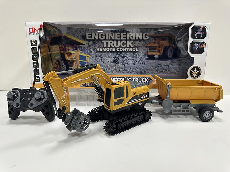 1:22 2.4G 6CH R/C Plastic Crawler-Type Engineering Truck With Lights, Tipping Trailer (Not Included  Batteries)