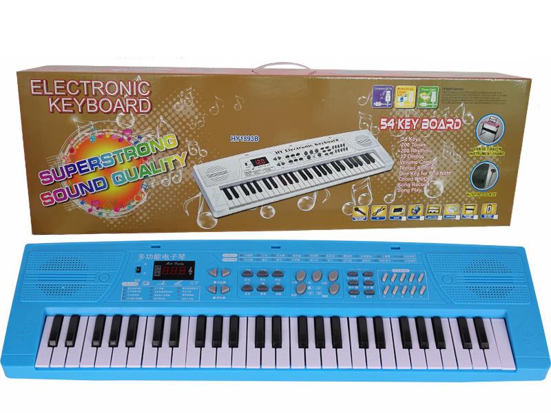 54 Keys Dual Speaker Digital Electronic Organ(Blue, With USB, Microphone)