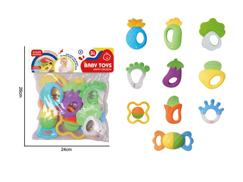 A 10-Piece Set Of Cartoon Educational And Soothing Baby Teething Toys