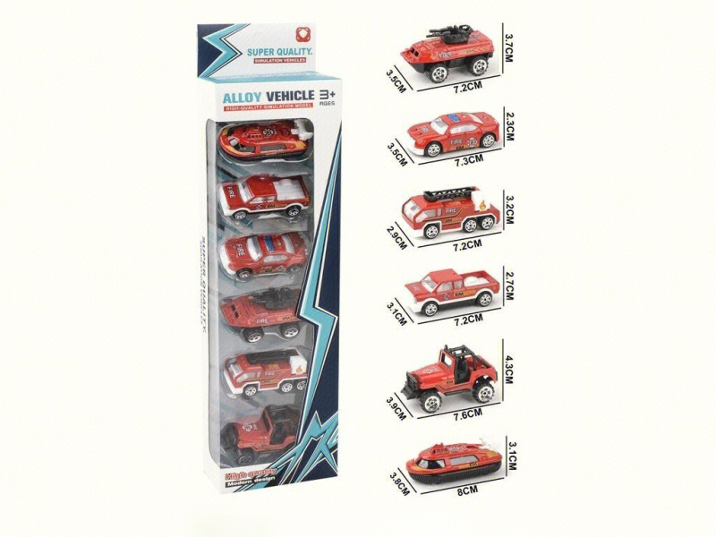 6 Pieces Of Sliding Fire-Fighting Alloy Vehicles