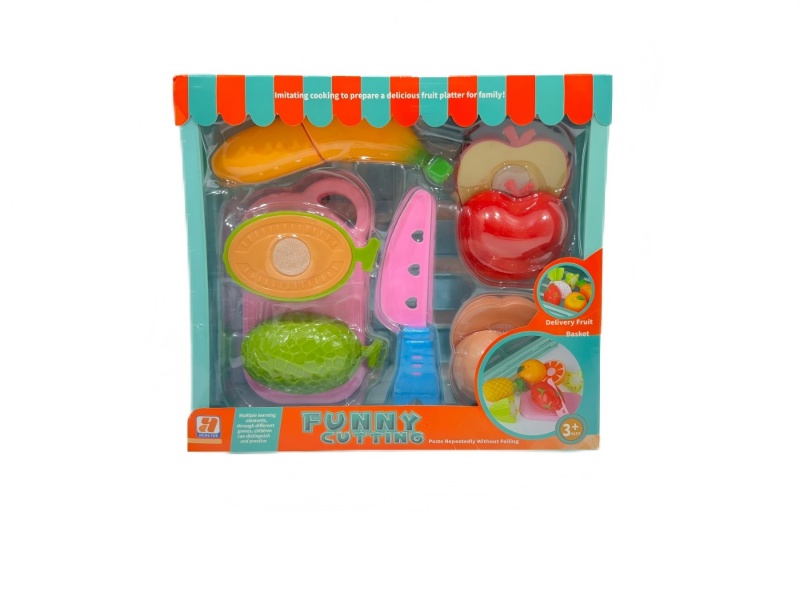 10 Pcs Of Realistic Wooden Frame Cutter Fruit House Game Set