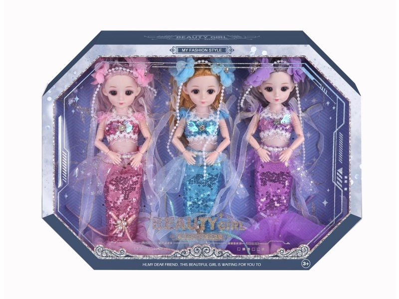 12-Inch Joint Mermaid Doll 3-Person Window Box