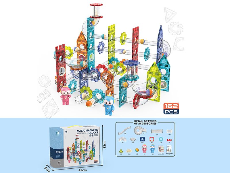 Magnetic Marble Run Building Blocks 162PCS