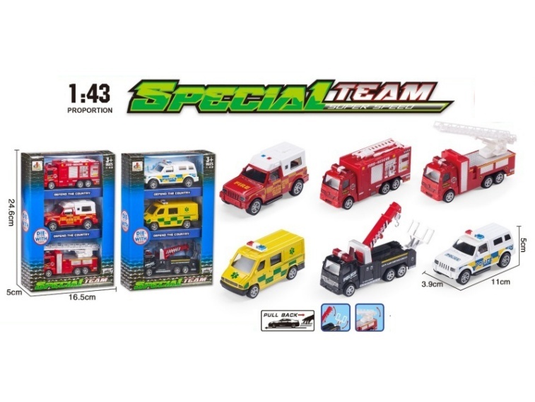 3 PCS Of 1:43 Alloy Rear-Force Police Car Set