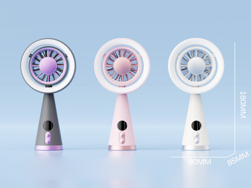 High-Speed Handheld Fan With Digital Display, Colorful Lights
