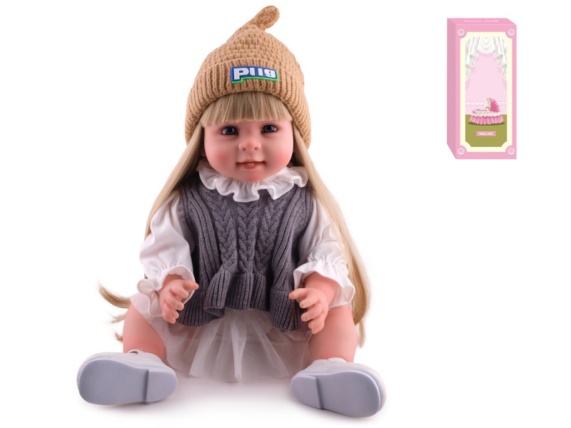 55cm Soft Plastic Reborn Doll(Wig Sheath) With Feeding-Bottle, Magnetic Pacifier, Diaper, Birth Card