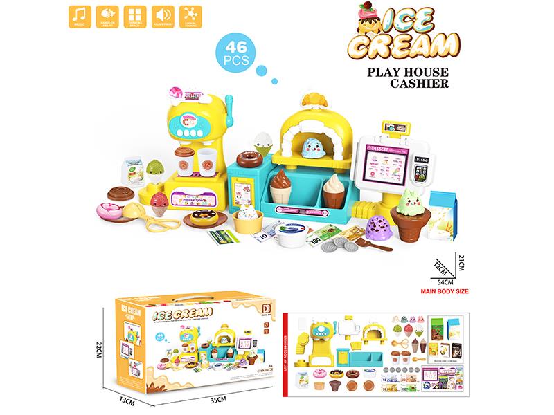 Ice Cream Shop Cashier Pretend Play Toy 46pcs