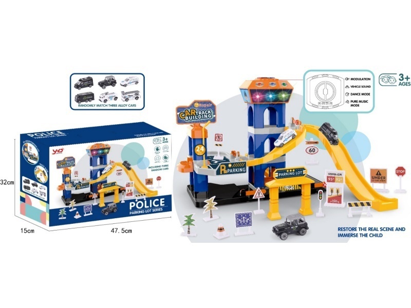 Police-Themed Series Three-Story Electric Lift Track Parking Lot Lighting And Music