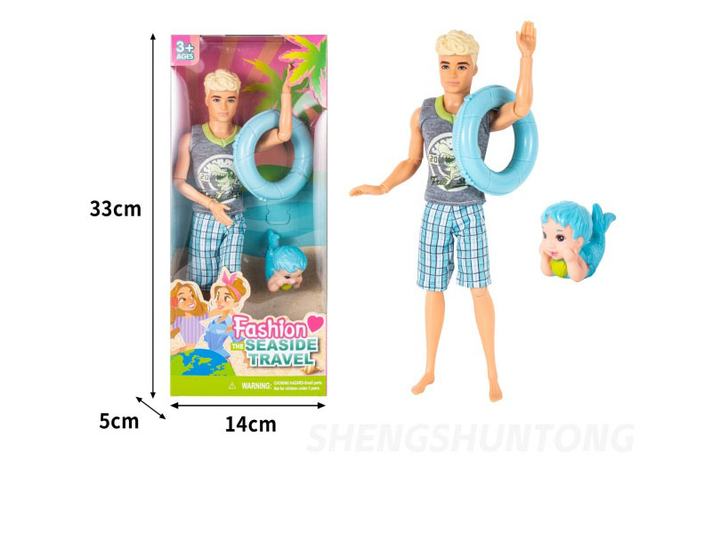 A 12-Inch Real 11-Joint Male Doll Prince With A Rubber Baby Mermaid Lifebuoy