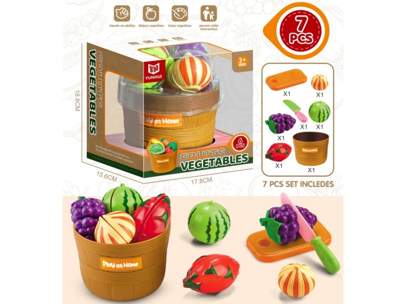 Wooden Barrel Fruit And Vegetable Set