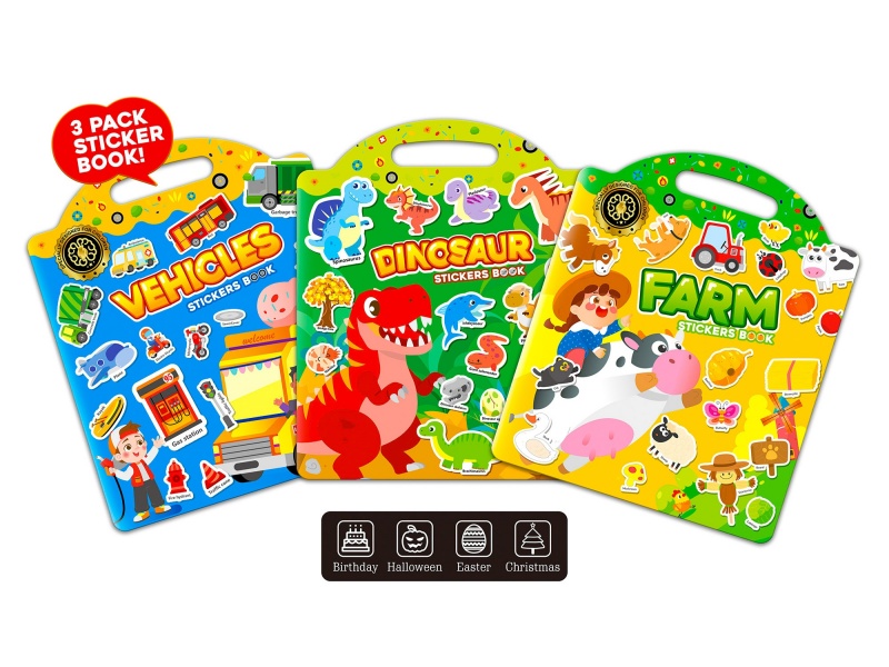 Jelly Sticker Book(Dinosaur/Vehicles/Amusement Park)