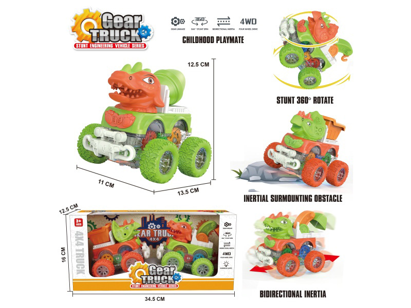 Transparent Gear Four-Wheel Drive Climbing Stunt Rotating Dual-Inertia Dinosaur Engineering Team