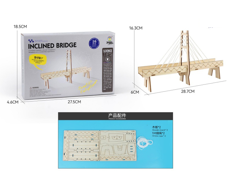 Wooden Science And Education Experiment - Cable-Stayed Bridge (16Pcs)