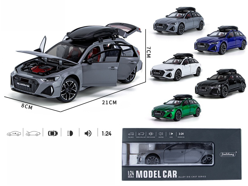 1:24 Audi RS6 Streetcar Version Pull Back Alloy Six-Door Car Model With Sound And Light