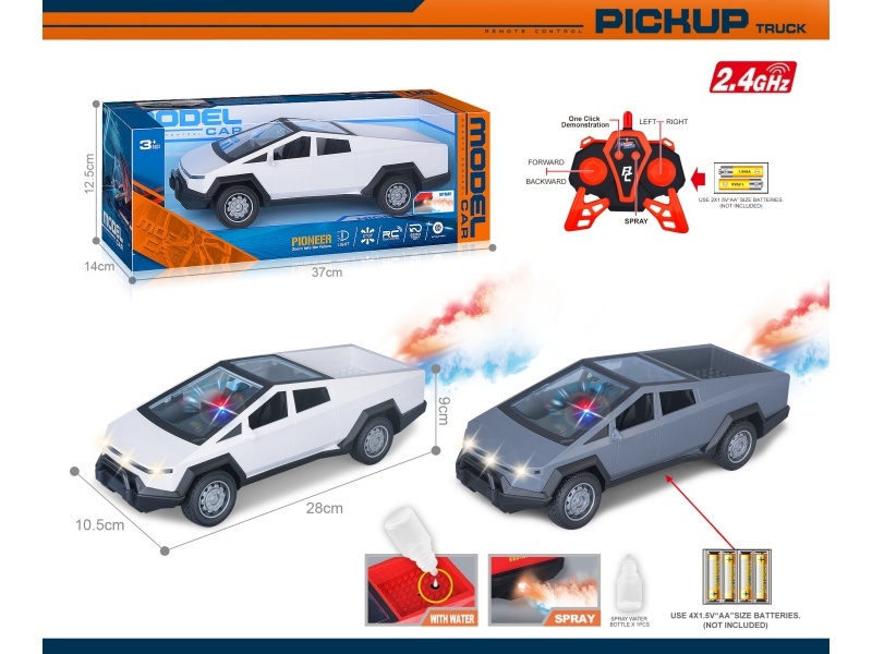 40Mhz 1:14 Six-Channel Tesla Cybertruck Remote Control With Spray Light, One-Button Demonstration, Bright Window Seat (Battery Not Included)